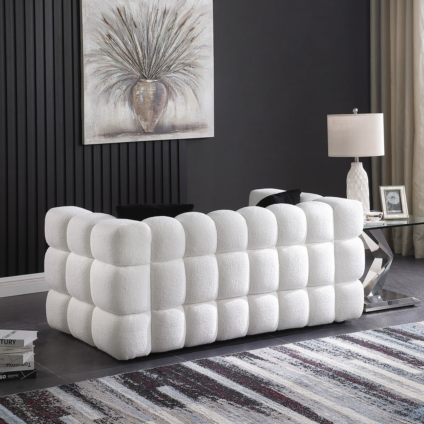 3 seater Marshmallow Boucle Sofa - White