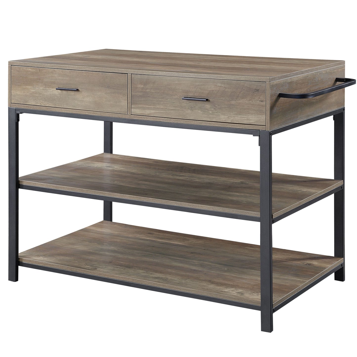 ACME Macaria Kitchen Island Rustic Oak & Black Finish