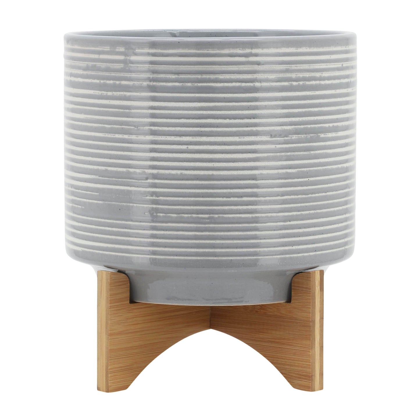 Ceramic 10" Planter on Stand - Gray