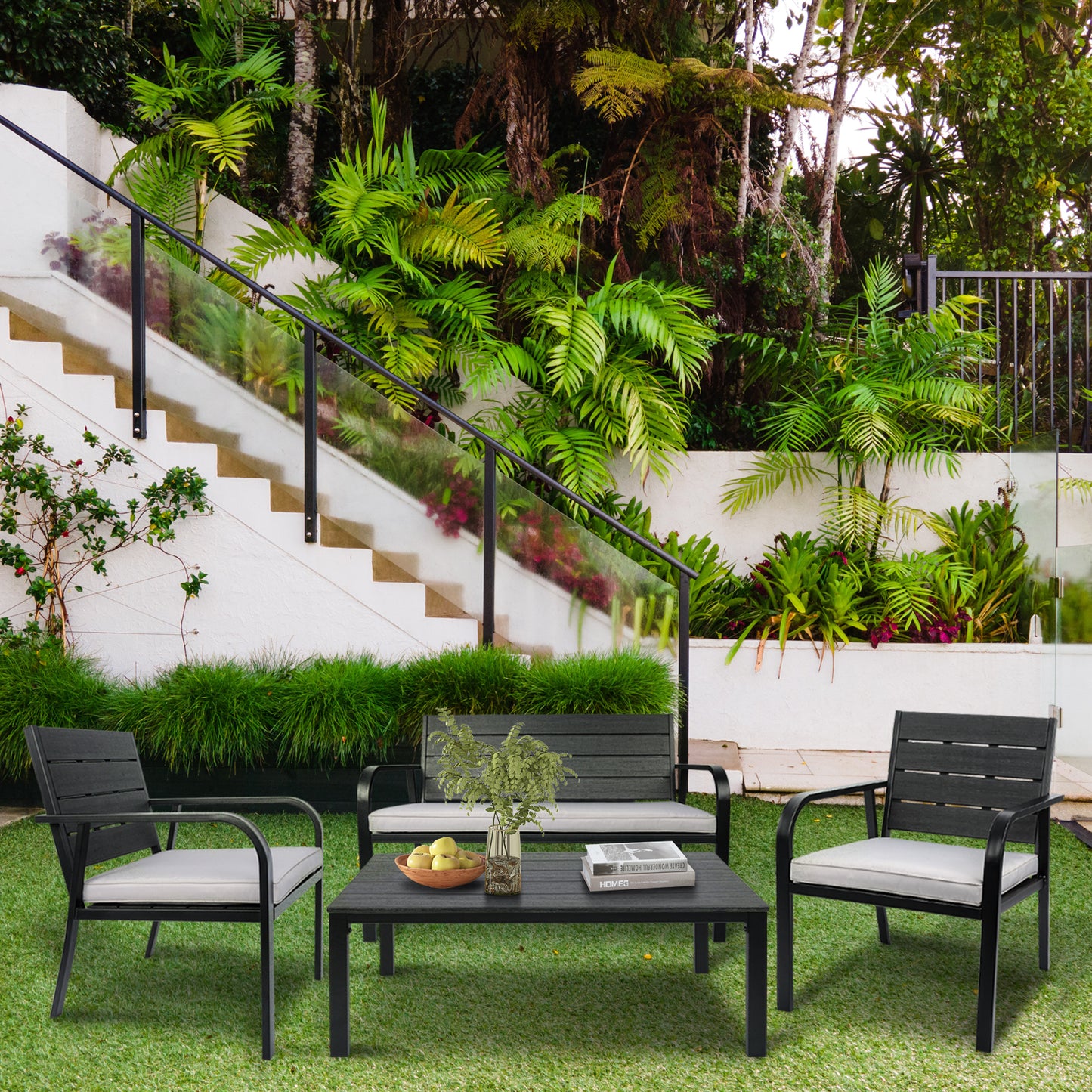 4 Pieces Patio Garden Sofa Set