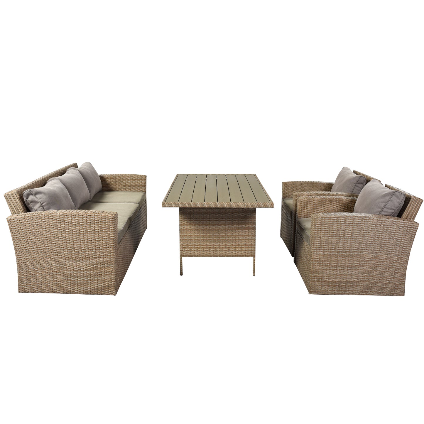 U_STYLE Outdoor Patio Furniture Set 4-Piece Conversation Set Wicker Furniture Sofa Set with Grey Cushions