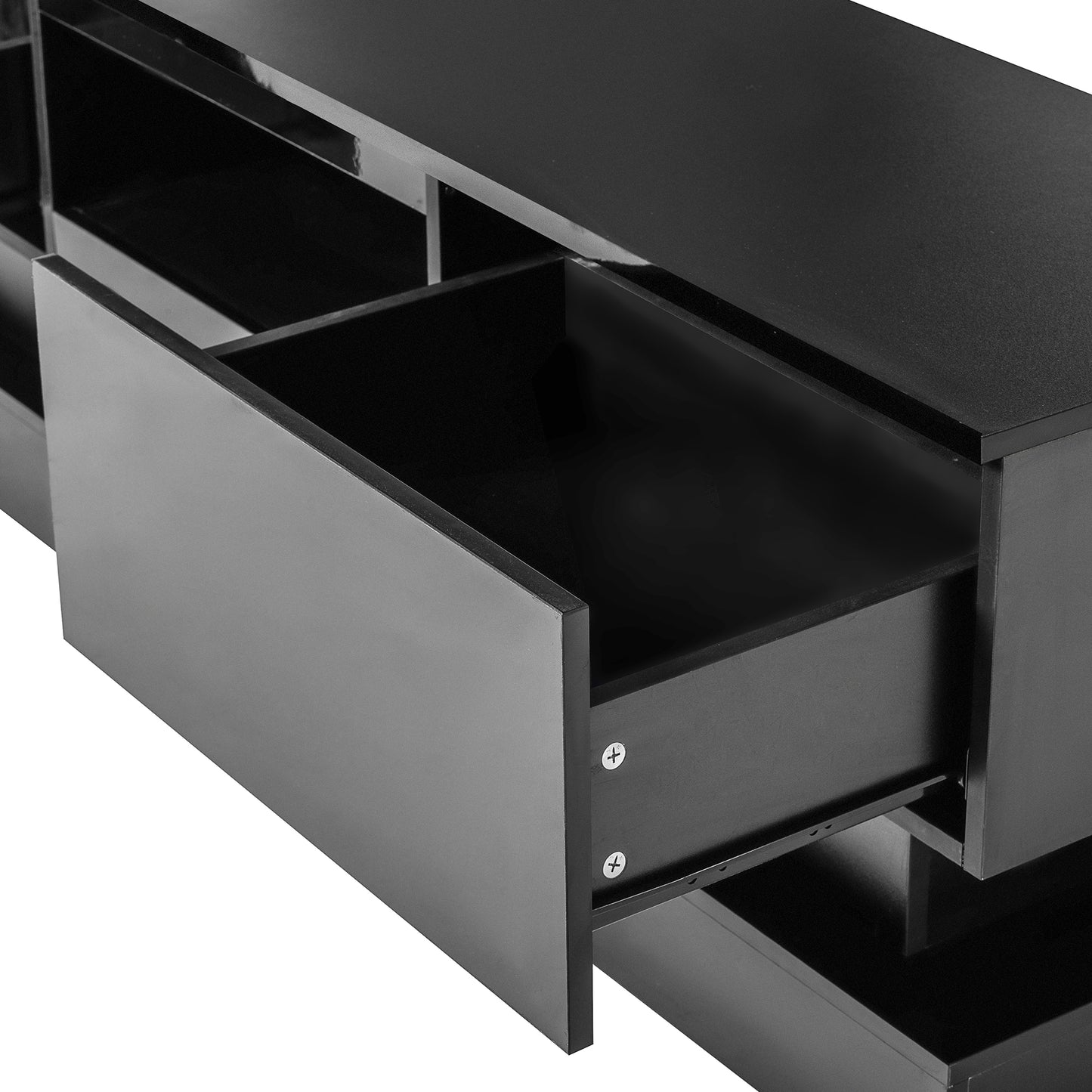 63" Modern TV Stand with LED Lights - Black