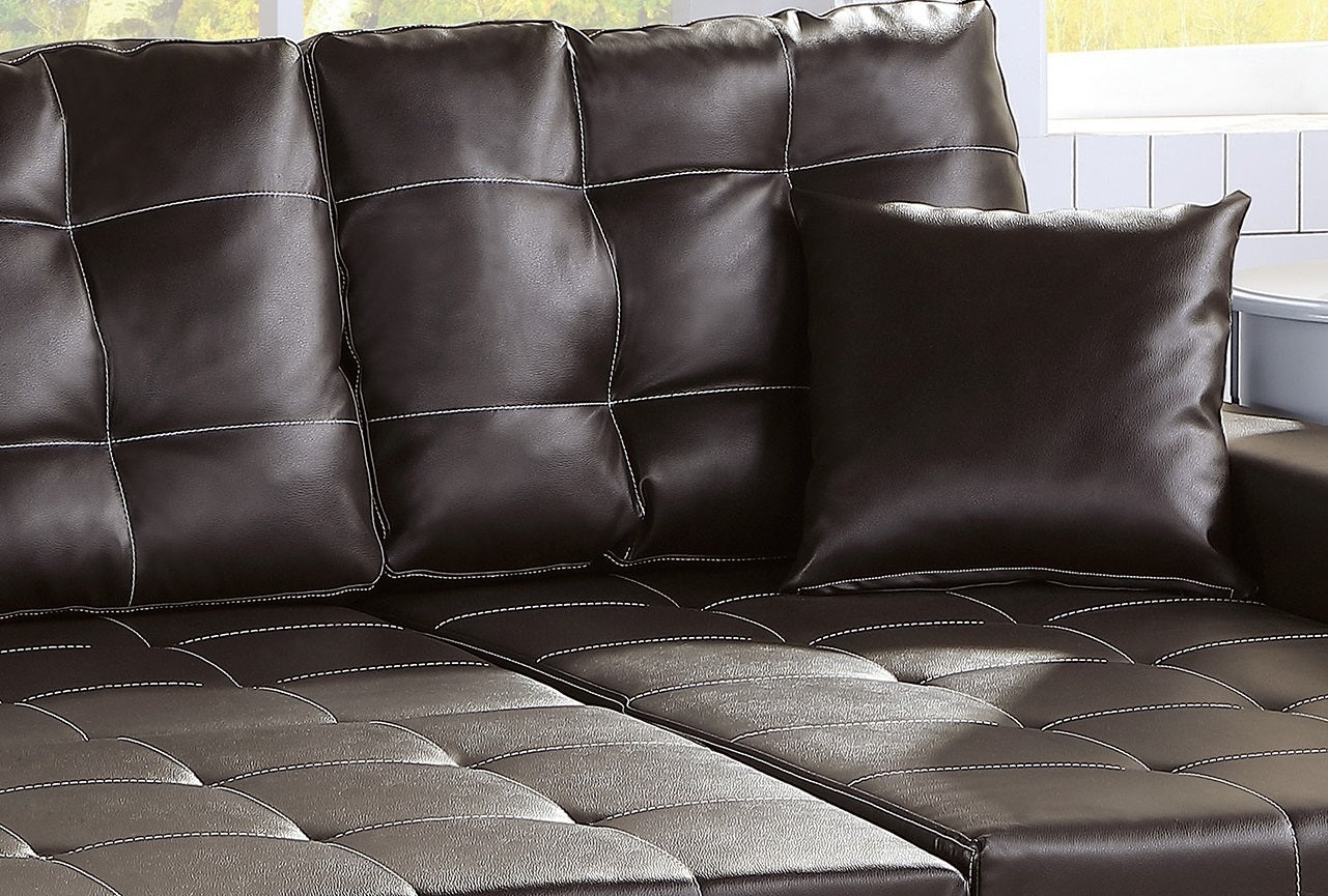 Espresso Convertible Sectional Pull Out Bed