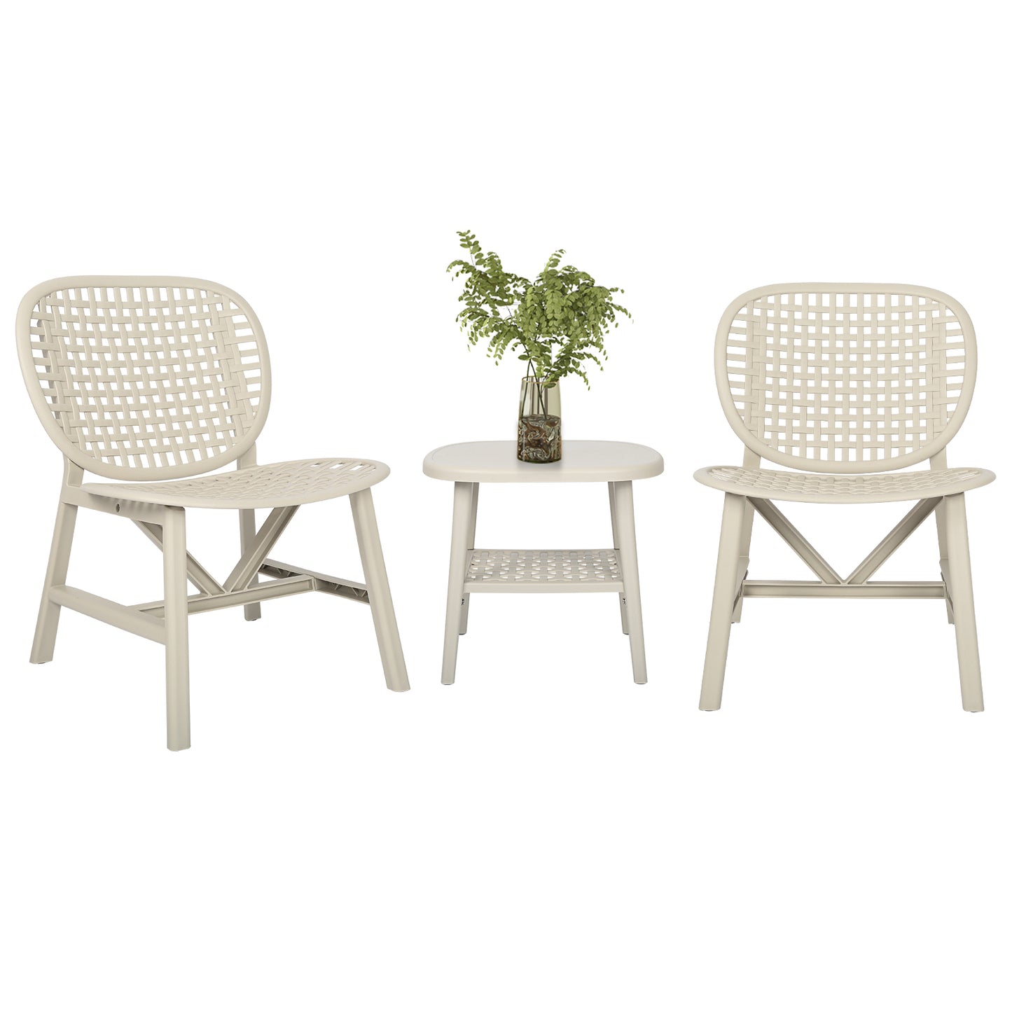 3pcs Hollow Design Retro Patio Table Chair Set for Balcony