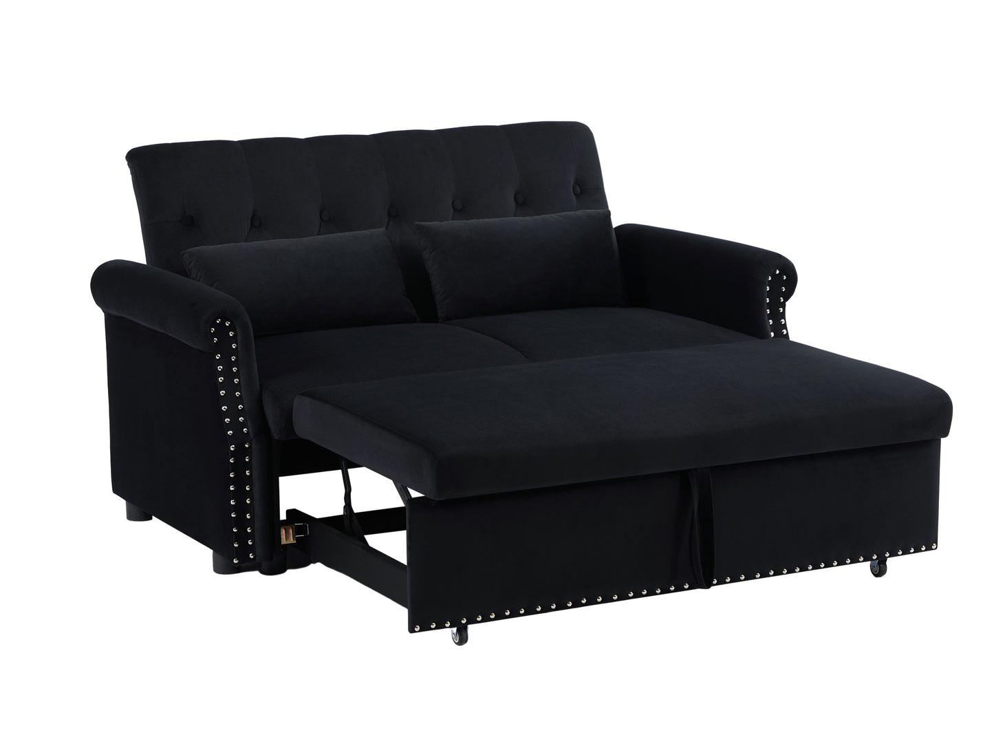 Artemax 55'' Modern Shiny Velvet Convertible Loveseat Sleeper