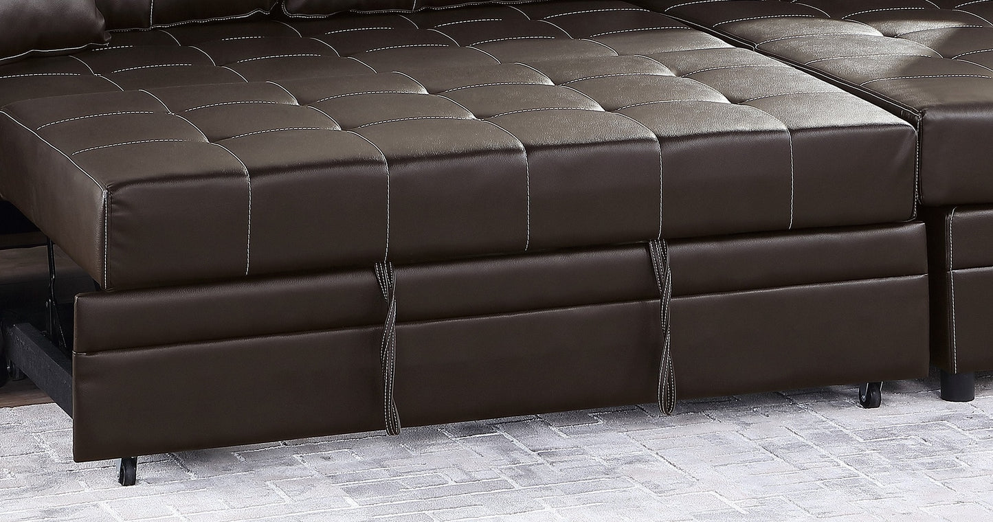 Espresso Convertible Sectional Pull Out Bed