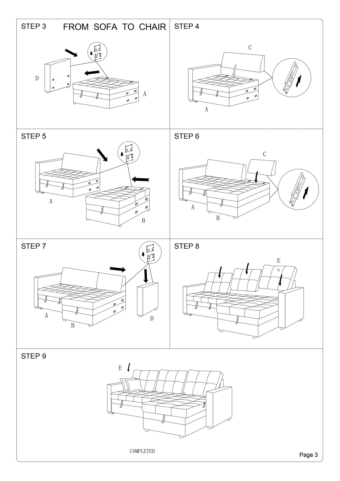 Espresso Convertible Sectional Pull Out Bed