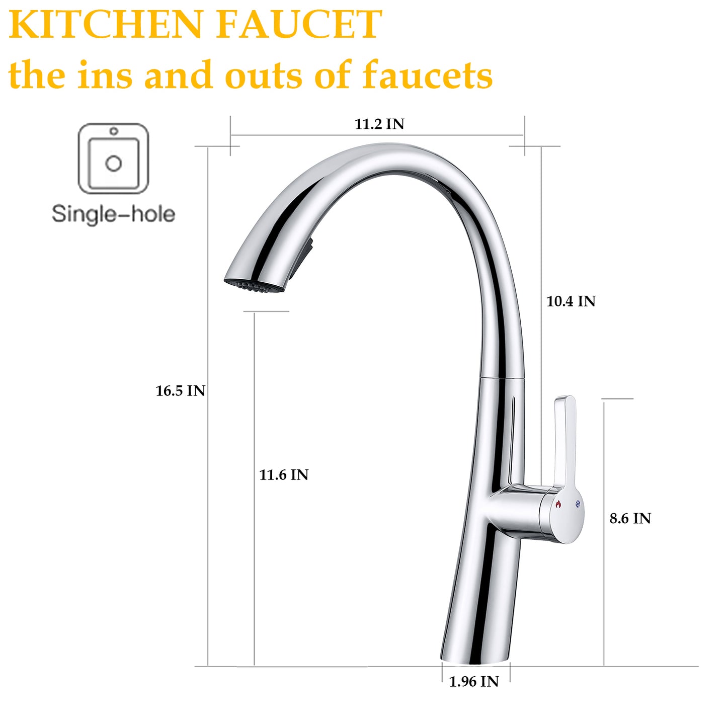 Chrome Single Handle Stainless Steel Pull Out Kitchen Faucet