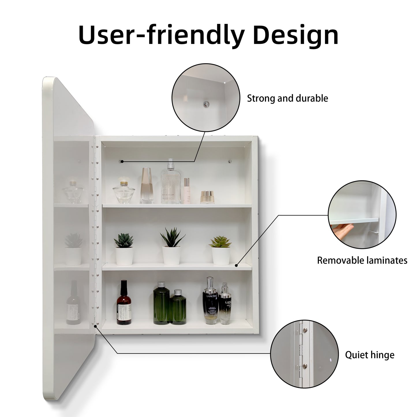 24x32 inch White Metal Framed Wall mount or Recessed Bathroom Medicine Cabinet with Mirror