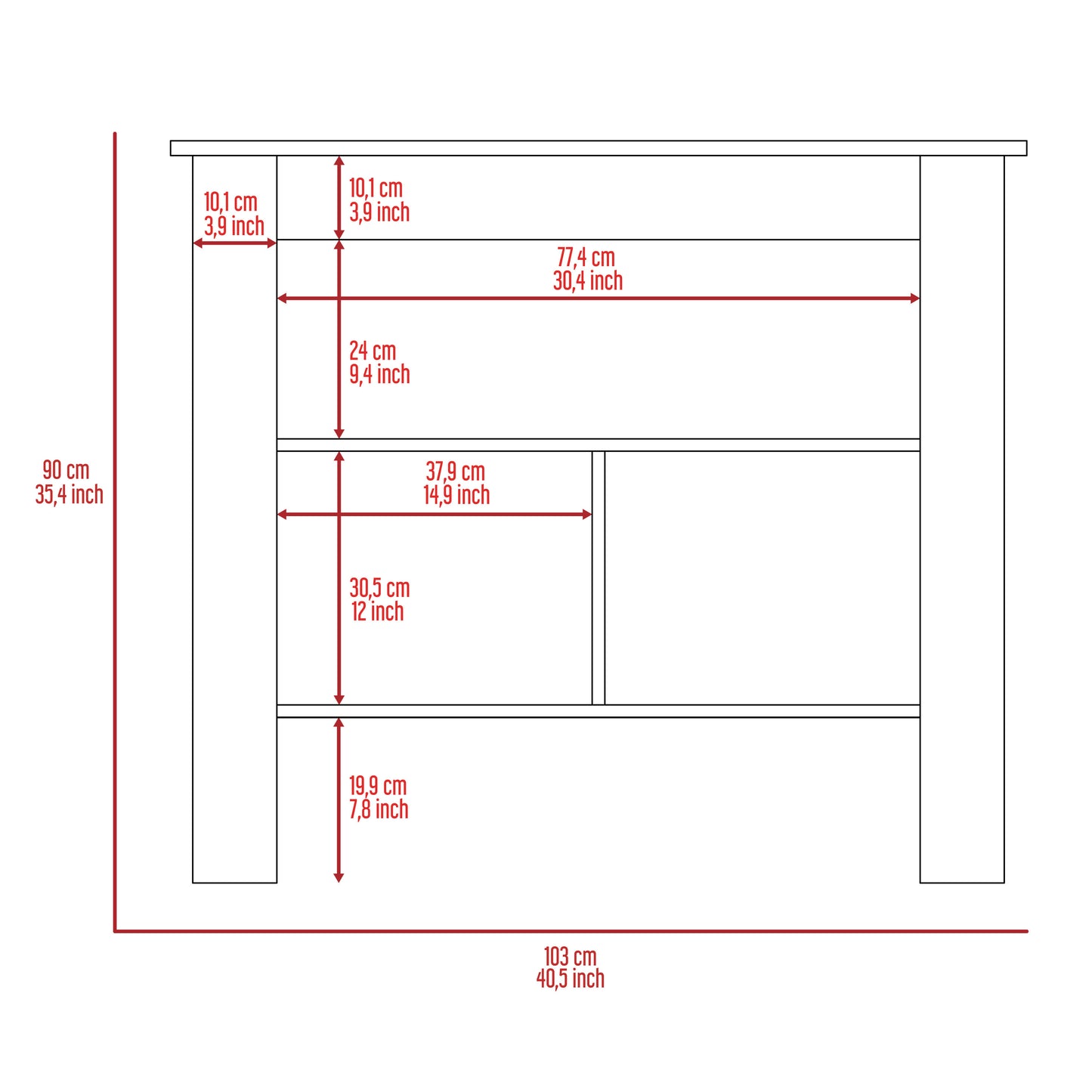 Rockaway 3-Shelf Kitchen Island White and Light Grey