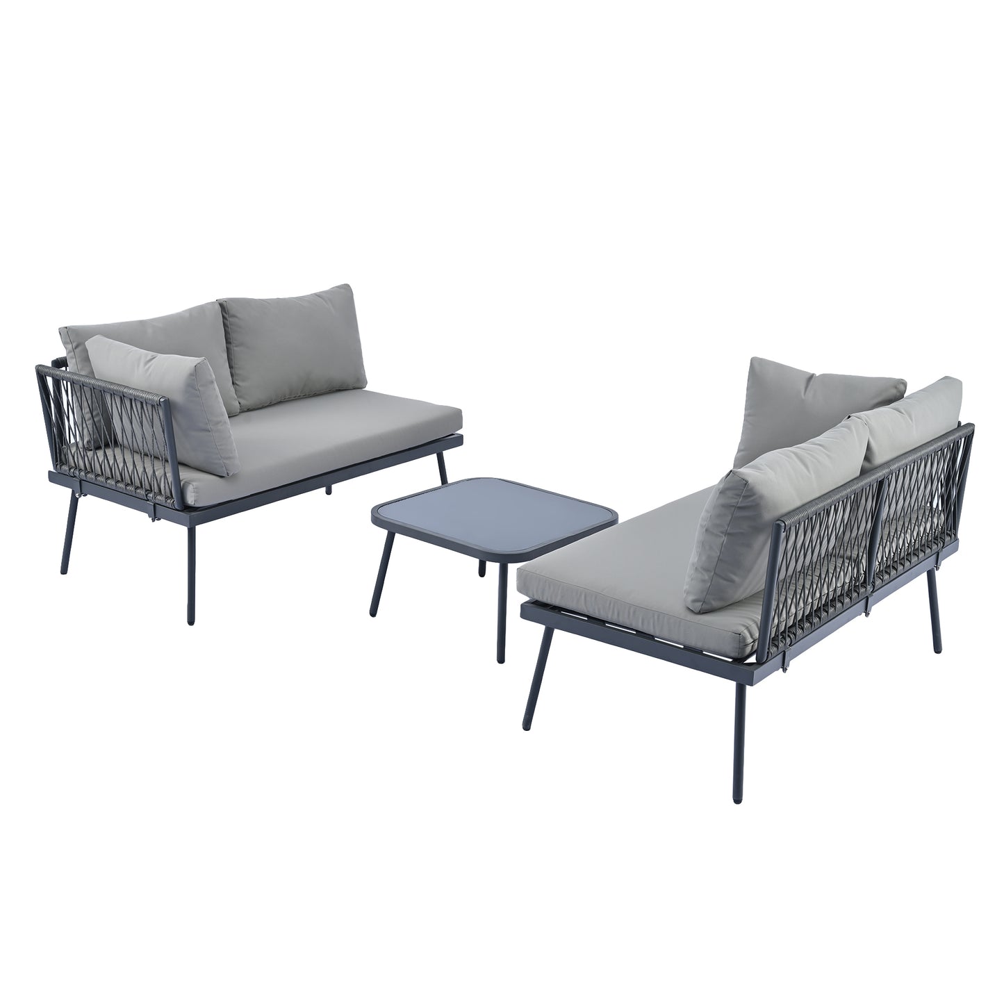 TOPMAX Modern Outdoor 3-Piece PE Rattan Sofa Set