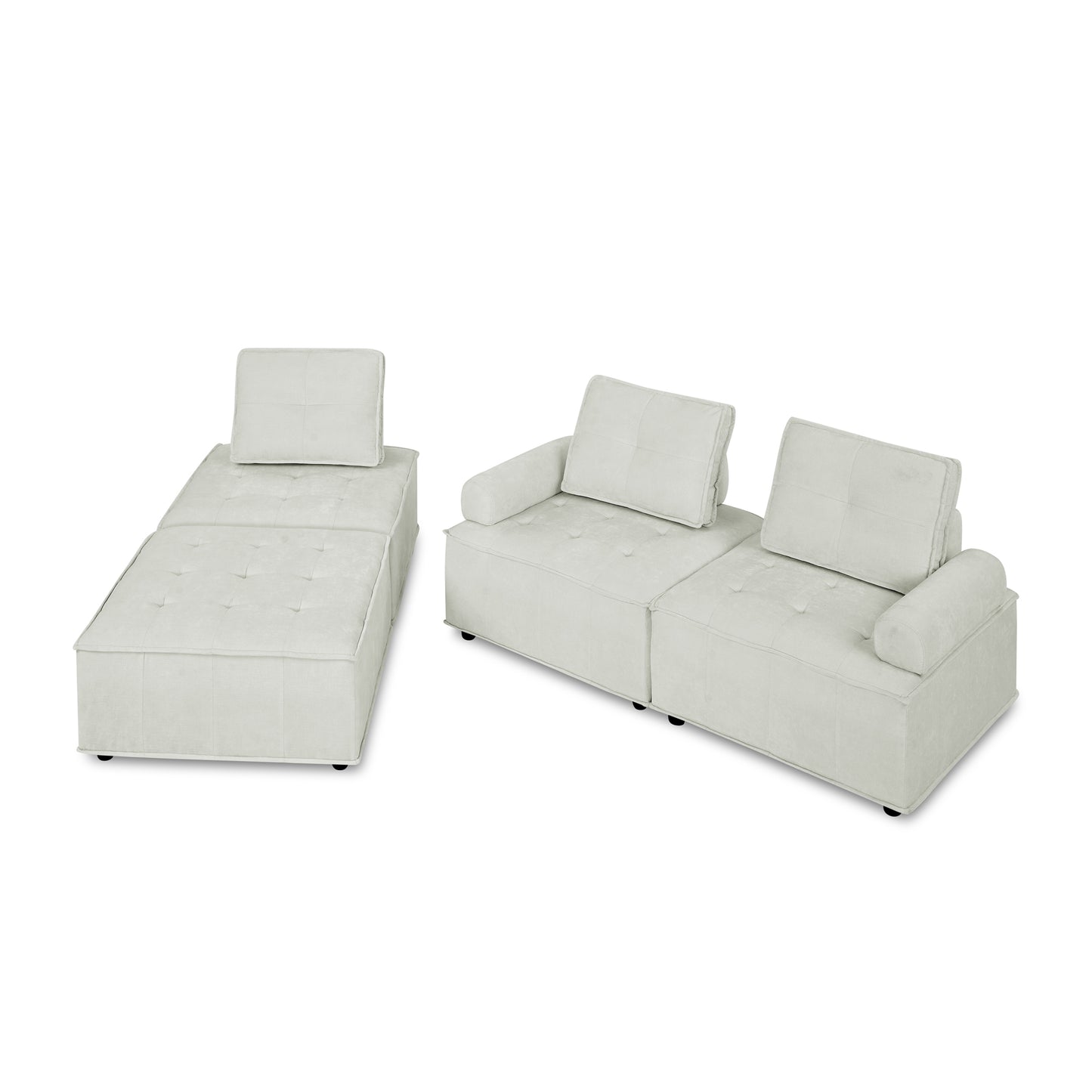 L-Shape Modular Sectional Sofa, DIY Combination, Chenille