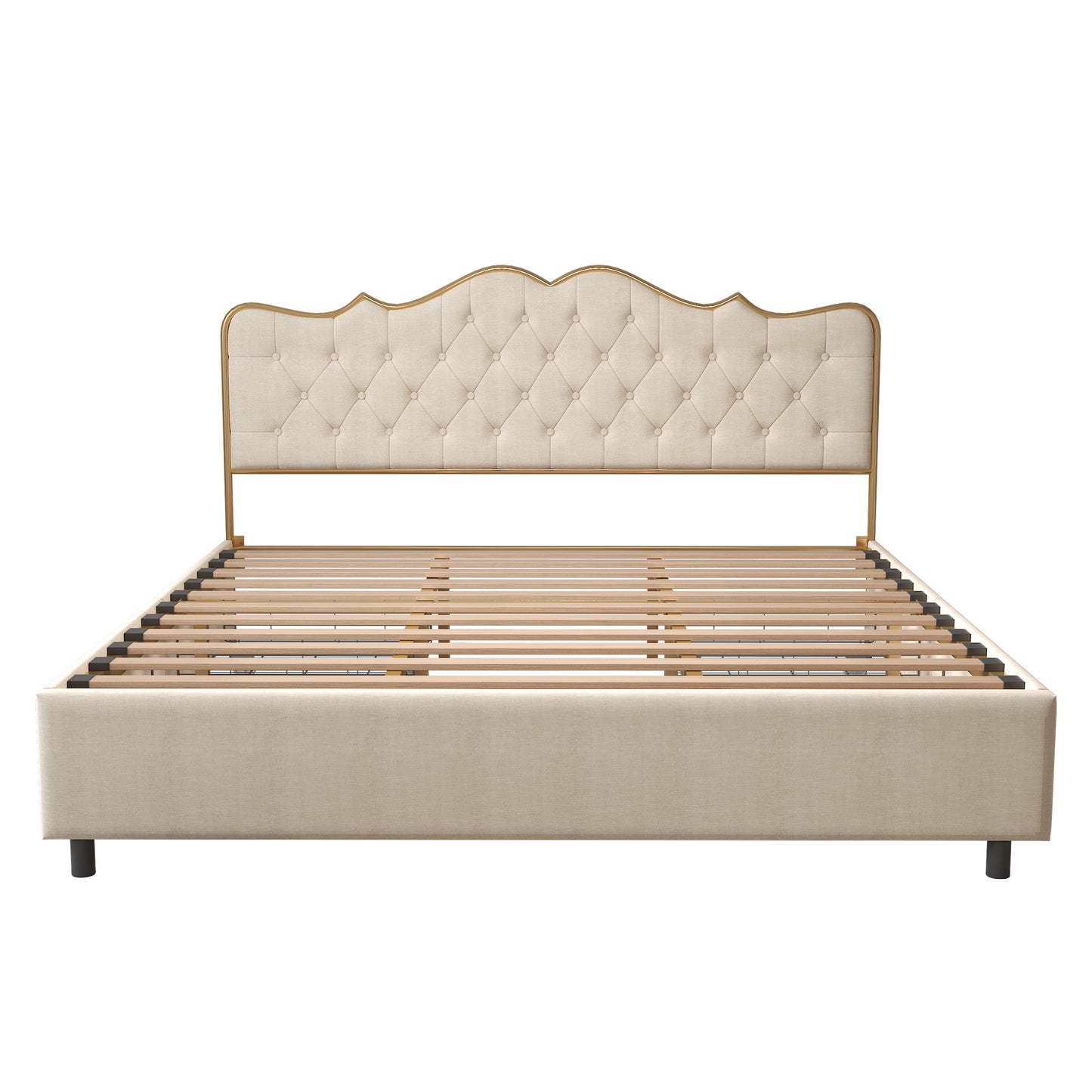 Metal Wingback Storage Bed- King