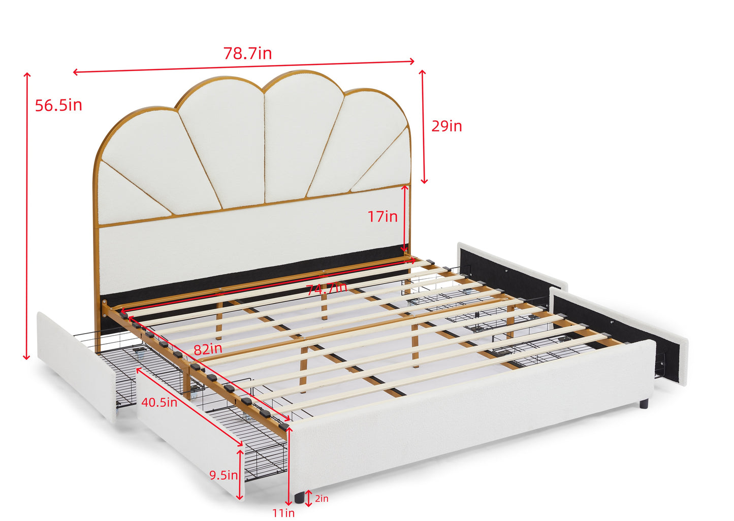 Jermond Upholstered Metal Platform Bed- King