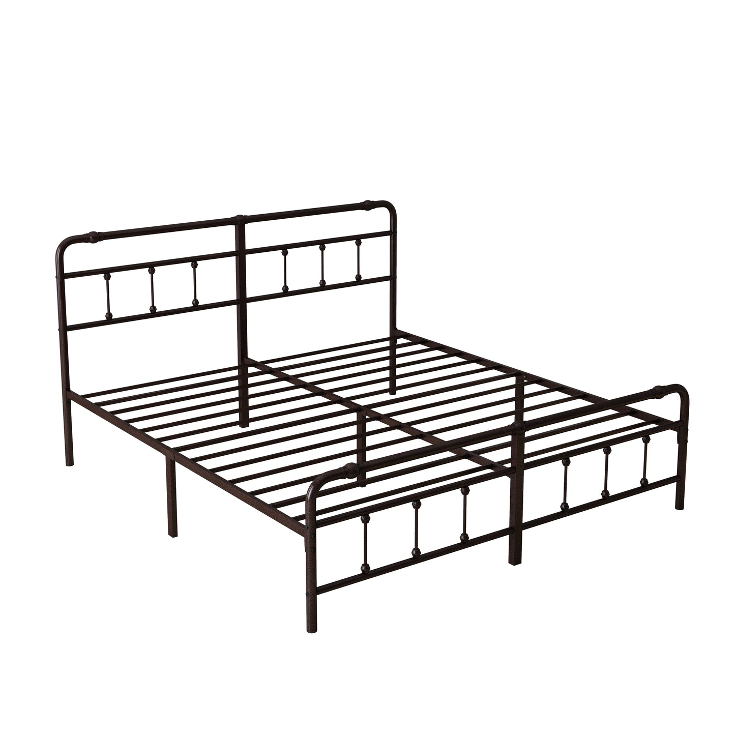 King Jerrelle Metal Open-Frame Bed- Deep Rustic Brown