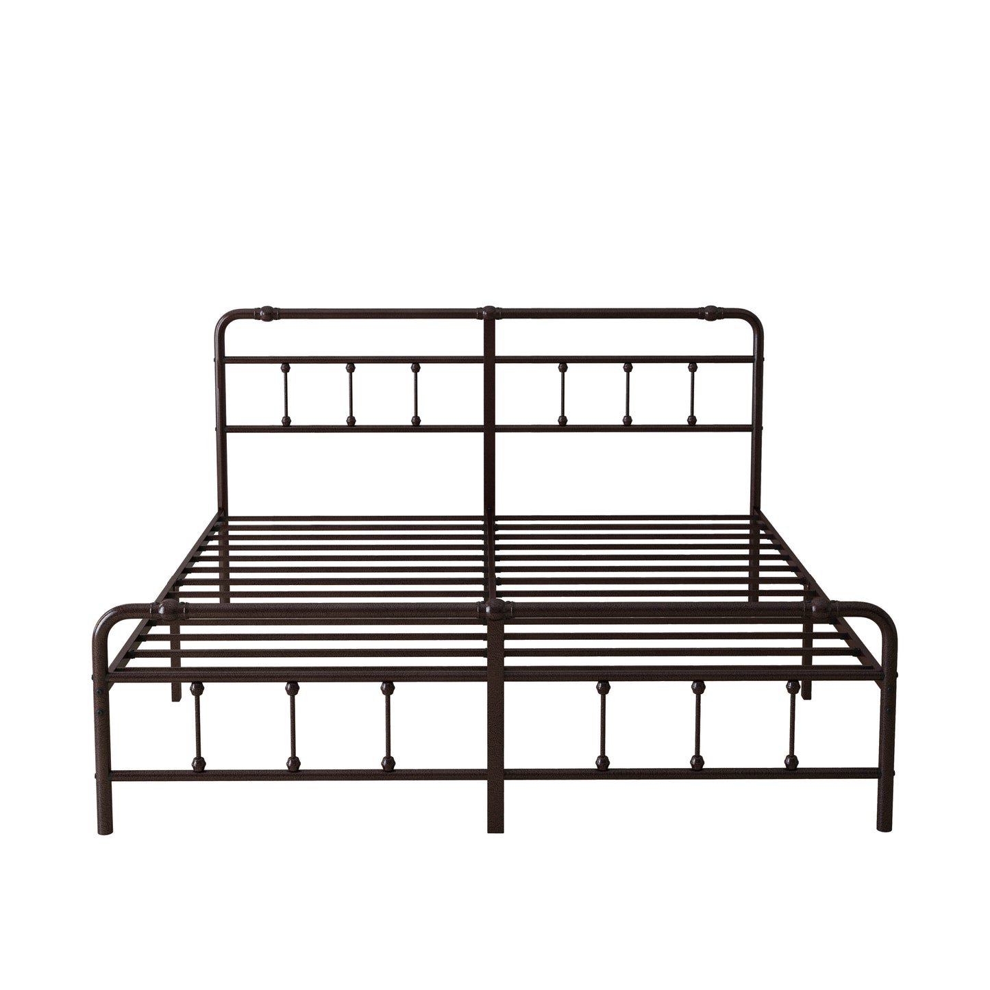 King Jerrelle Metal Open-Frame Bed- Deep Rustic Brown