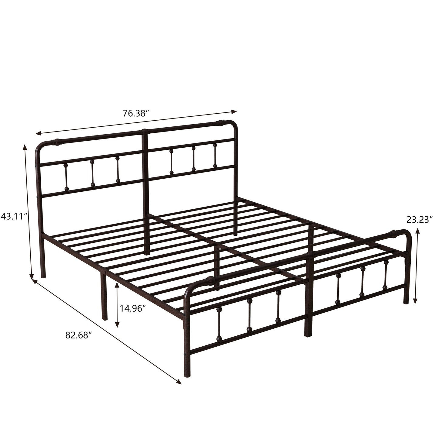 King Jerrelle Metal Open-Frame Bed- Deep Rustic Brown