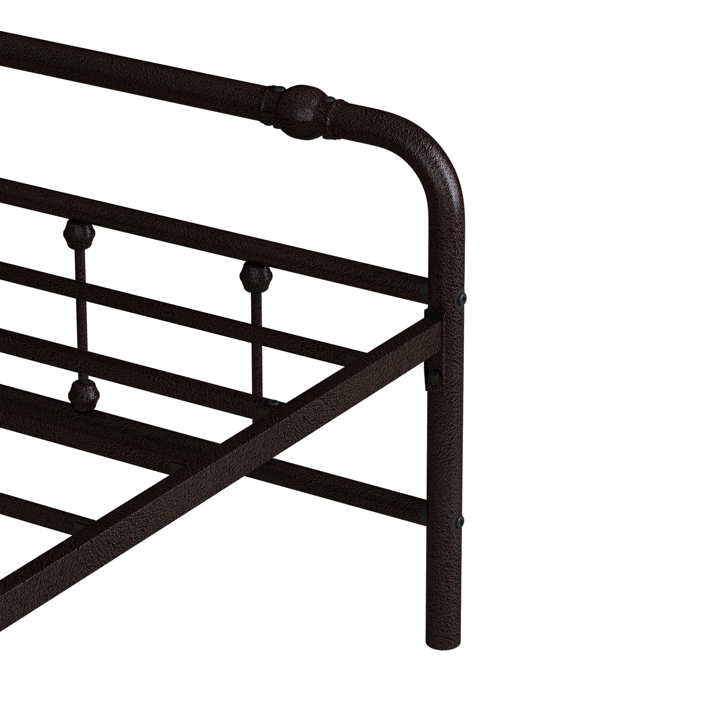 King Jerrelle Metal Open-Frame Bed- Deep Rustic Brown