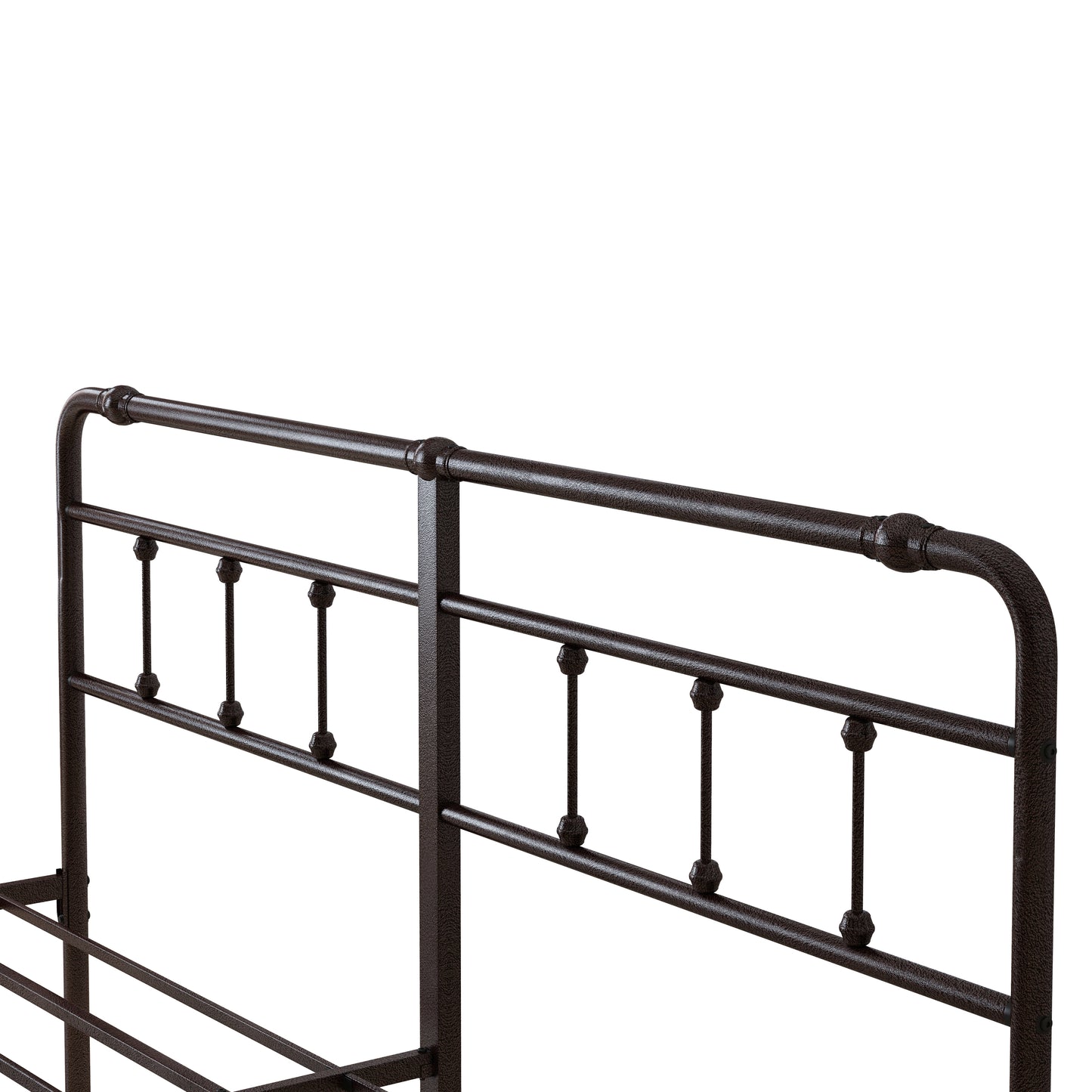 King Jerrelle Metal Open-Frame Bed- Deep Rustic Brown