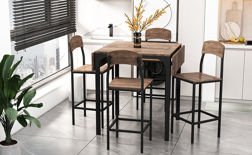 Farmhouse 5-piece Counter Height Drop Leaf Dining Table Set