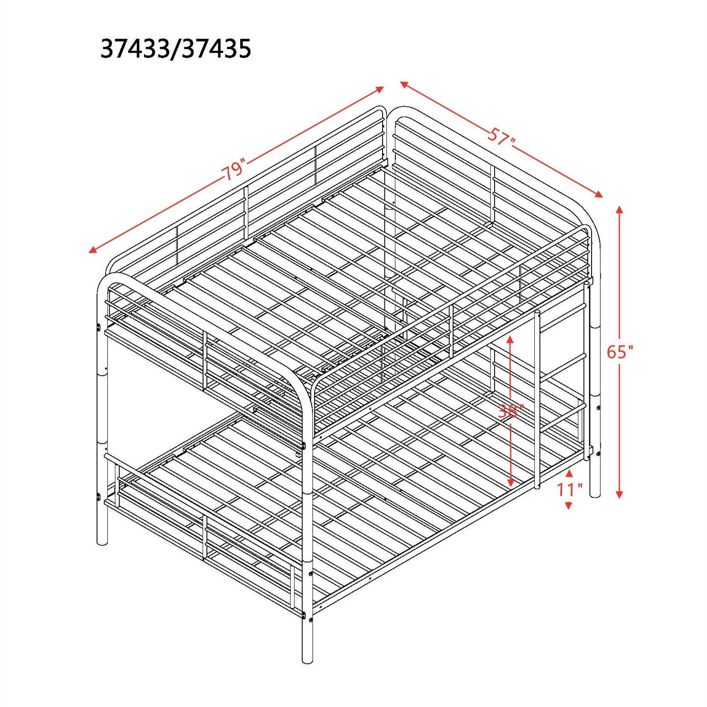 ACME Bristol Bunk Bed in Gunmetal - Full