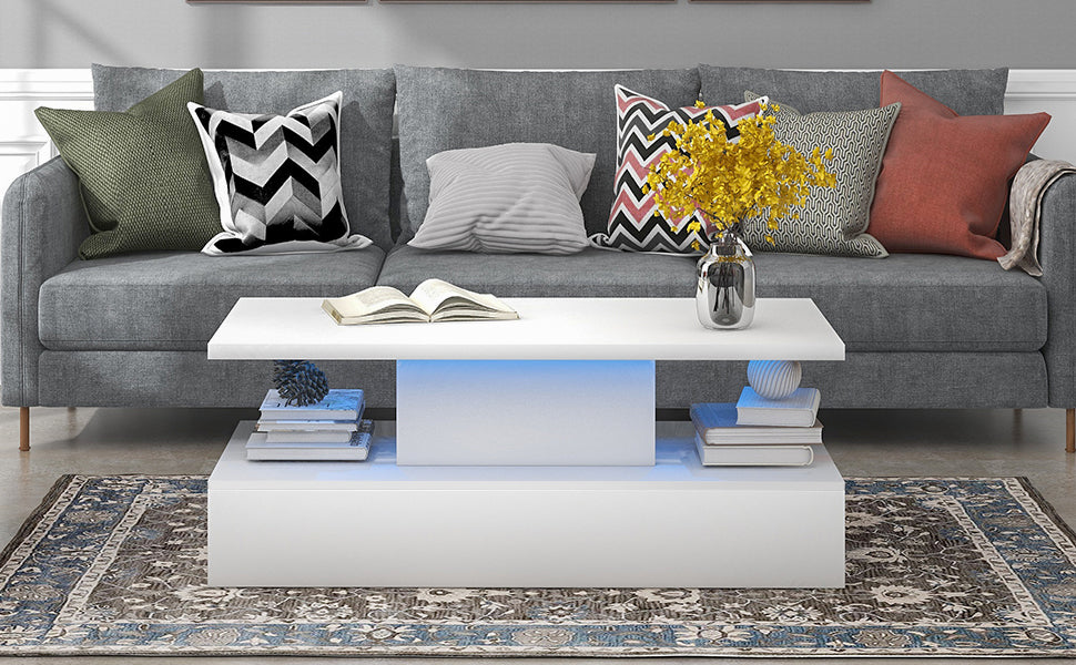 Modern Industrial Design Coffee Table with LED lighting, 16 colors