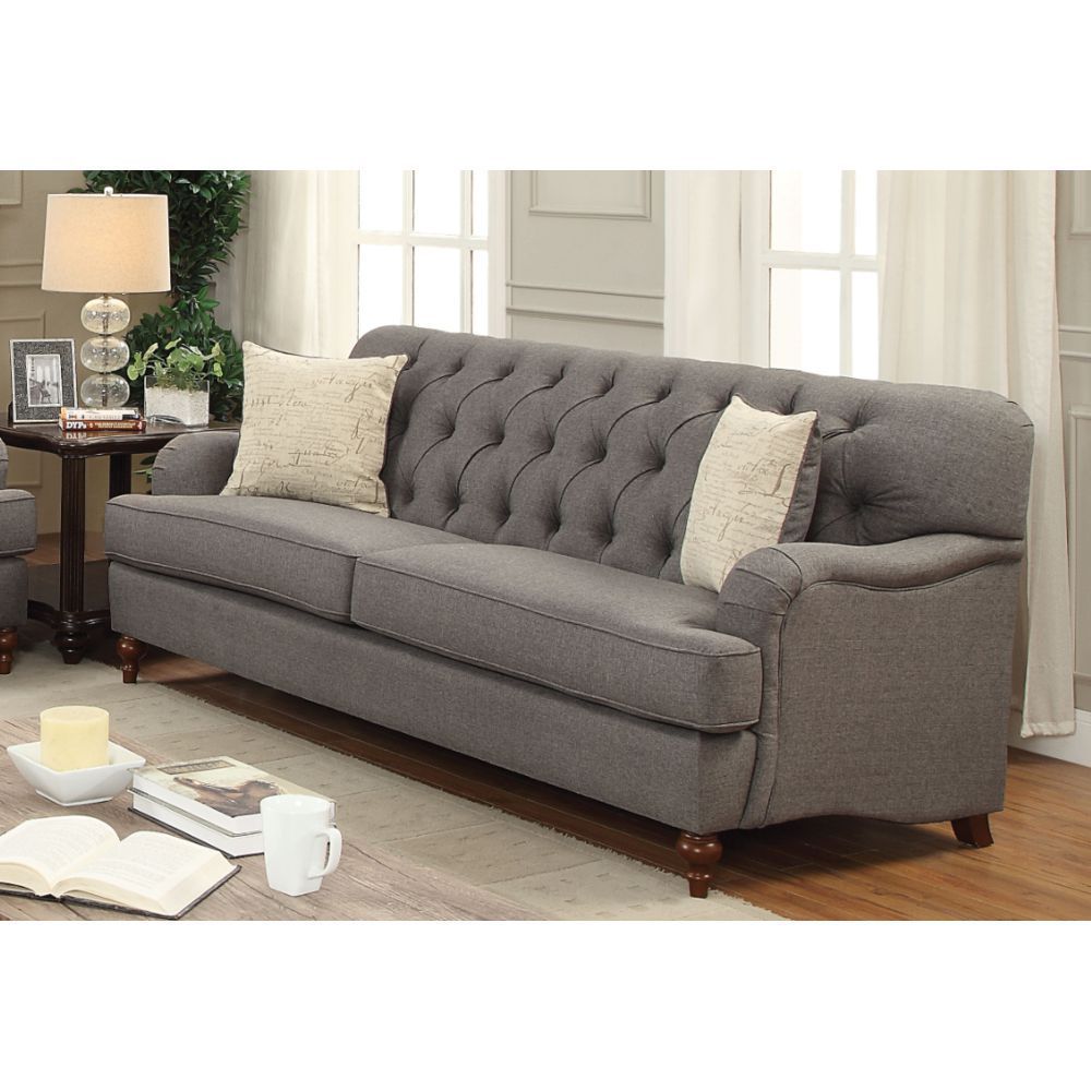 ACME Alianza Sofa w/2 Pillows in Dark Gray Fabric