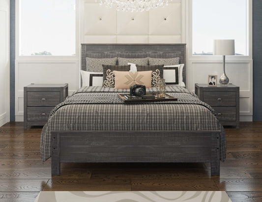 Albany Solid Wood Grey Bed Wooden-Full