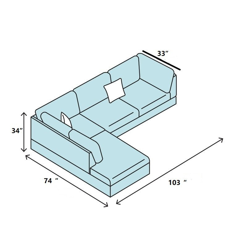 3PCS Modular Sofa Set (Black) Faux Leather Right Side Lounger with Free Storage Footrest