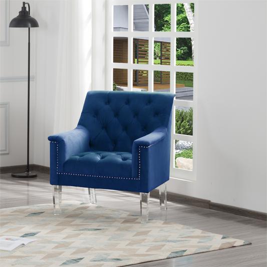 Living Room Velvet Chair -Navy Blue