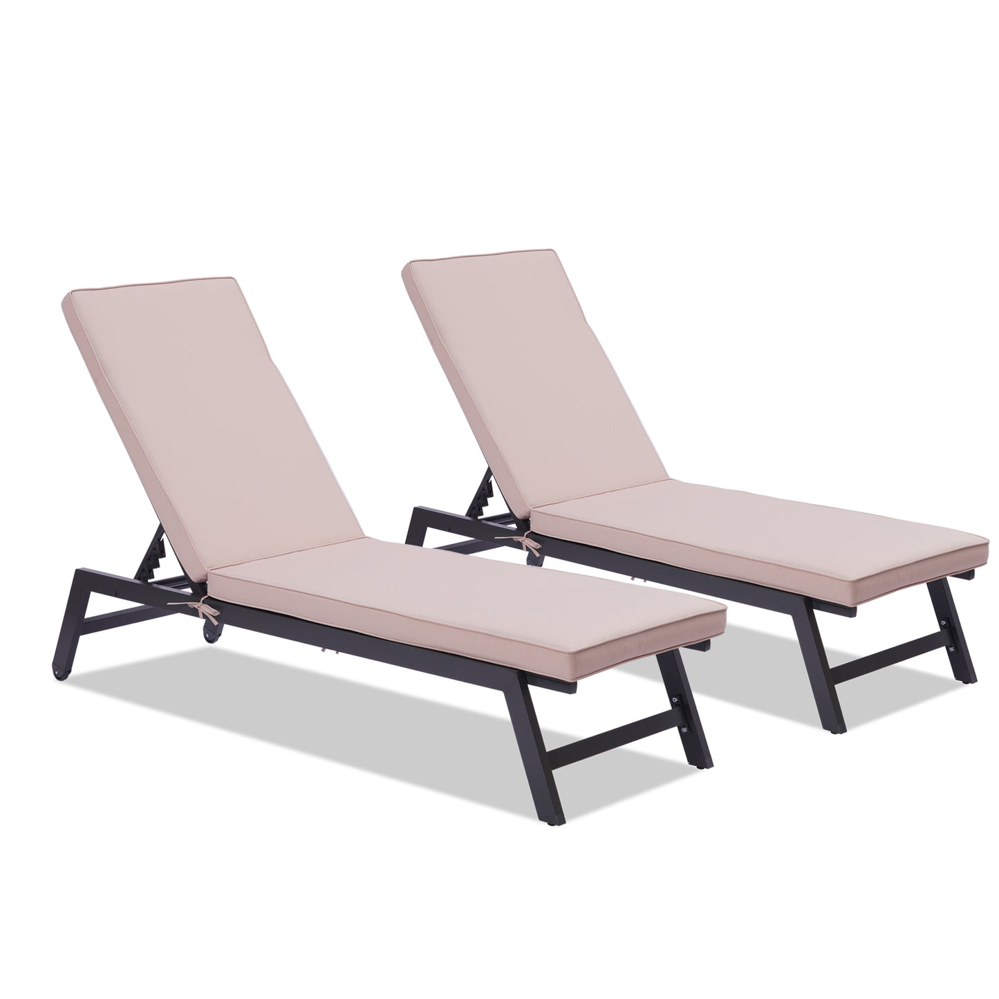 Outdoor Chaise Lounge Chair Set With Cushions, Five-Position Adjustable Aluminum Recliner,All Weather For Patio,Beach,Yard, Pool