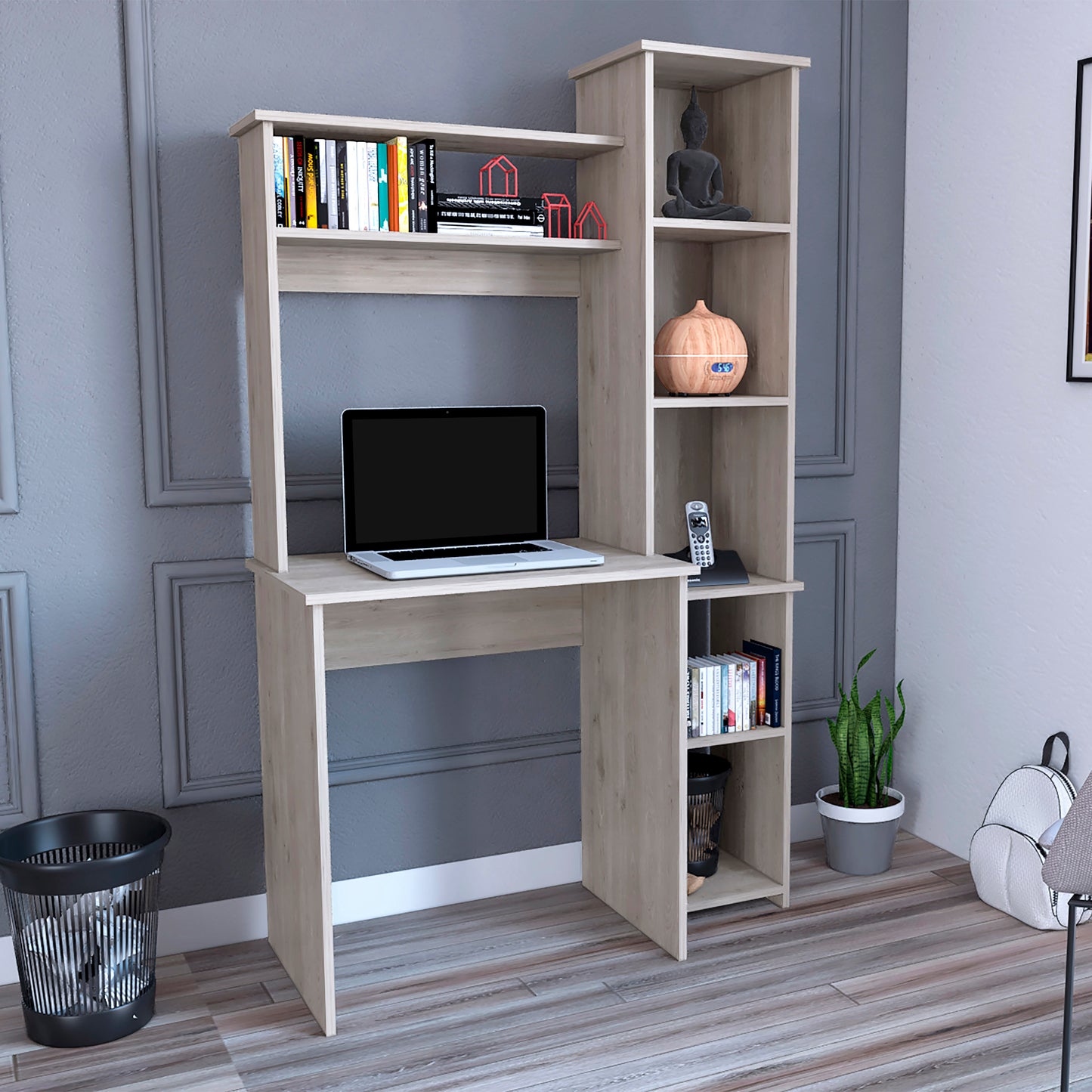 Versalles Writintg Desk, Two Shelves, Five Cubbies -Light Gray