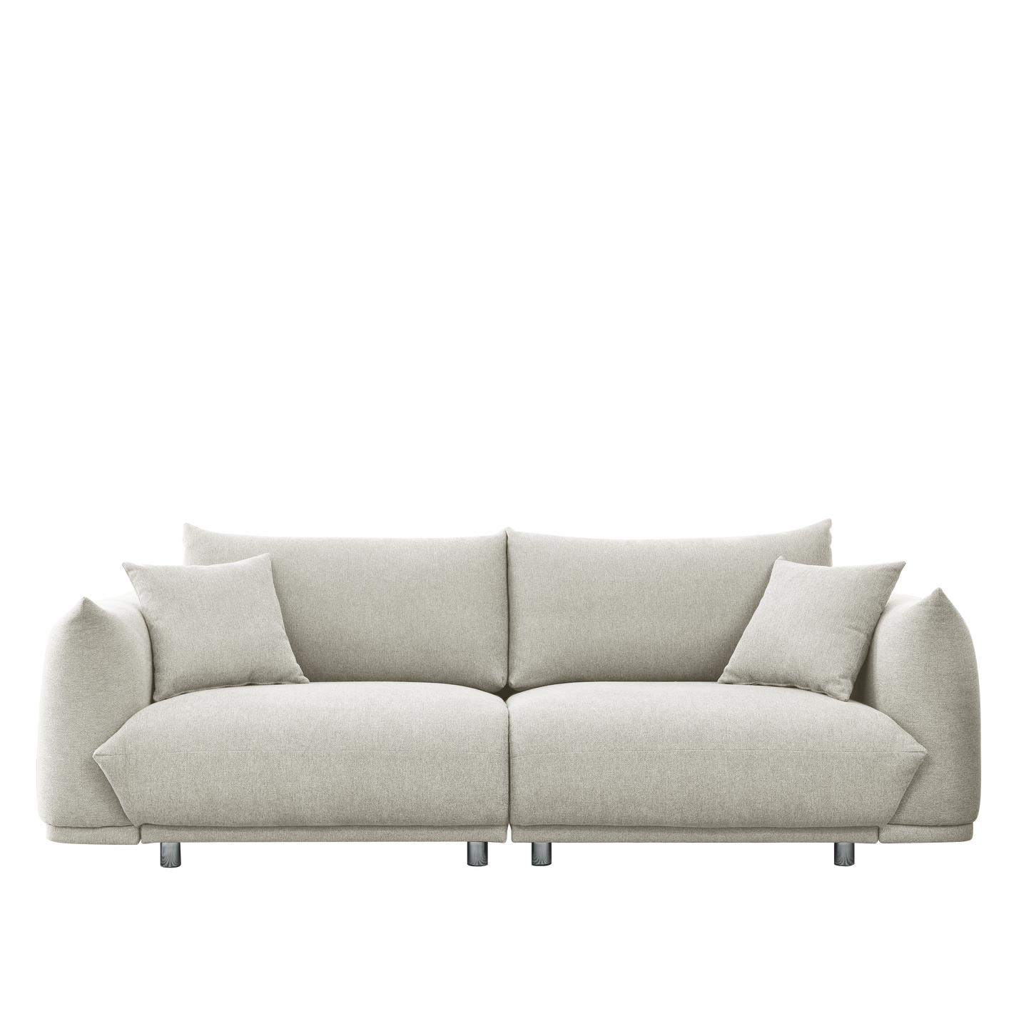 90.5'' Modern Couch with Solid Wood Frame, White