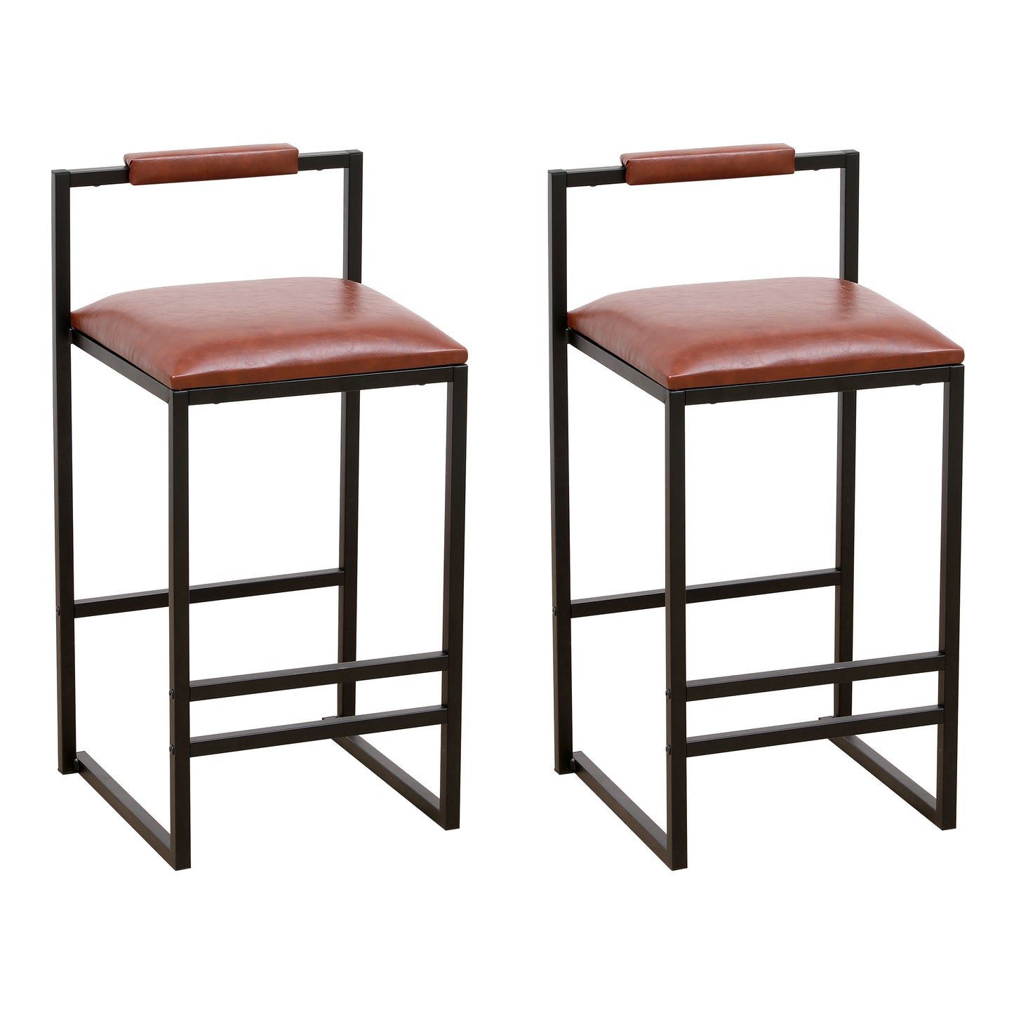 Modern Set of 2 Counter Height Bar Stools -Brown