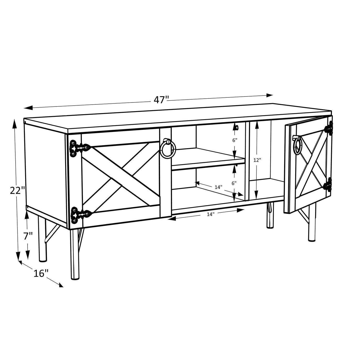 Loft Wood 2 Cupboard Vintage TV Stand