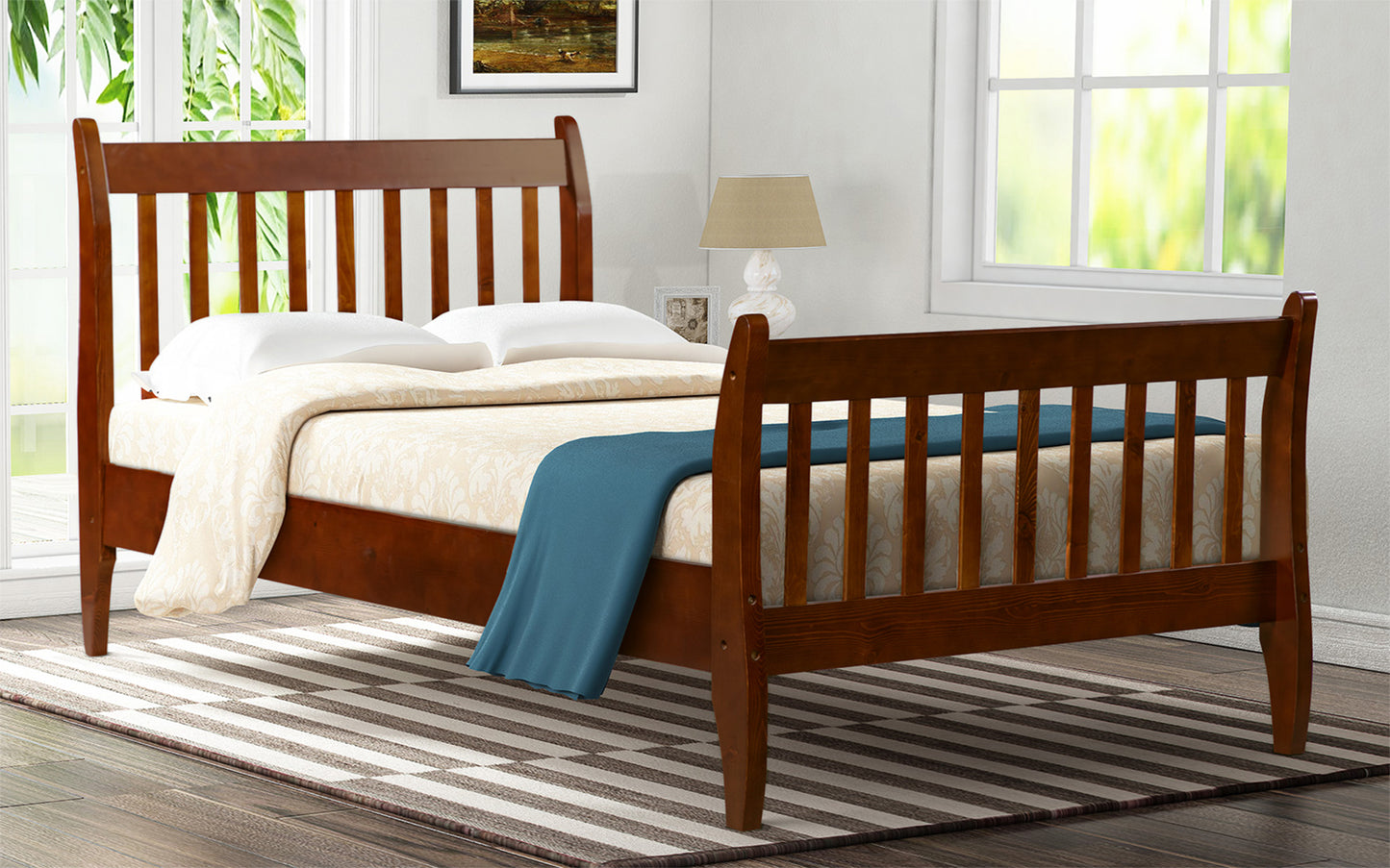 Platform Bed Frame (Walnut, Twin)