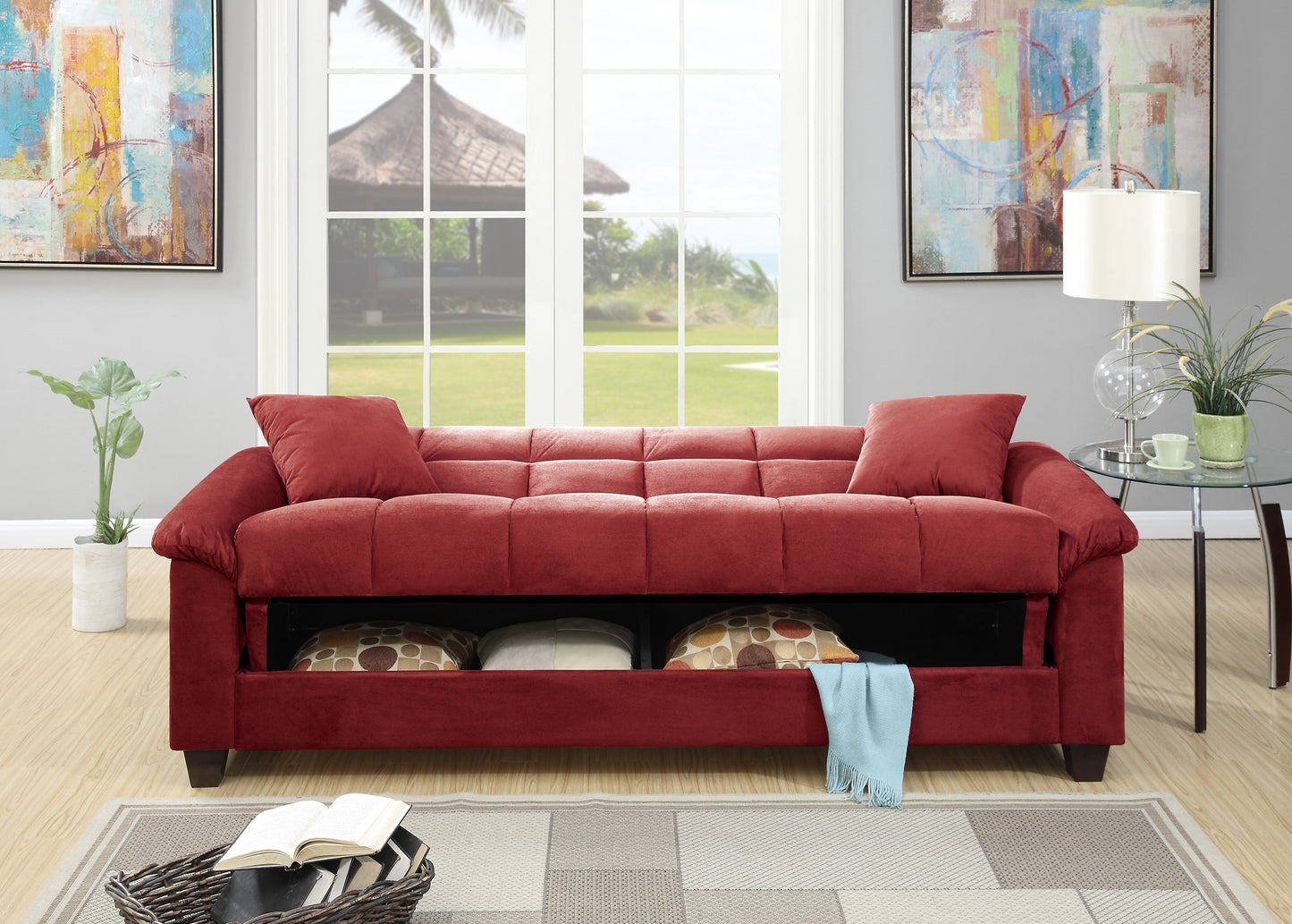 Calley Plush Contemporary Sofa Red