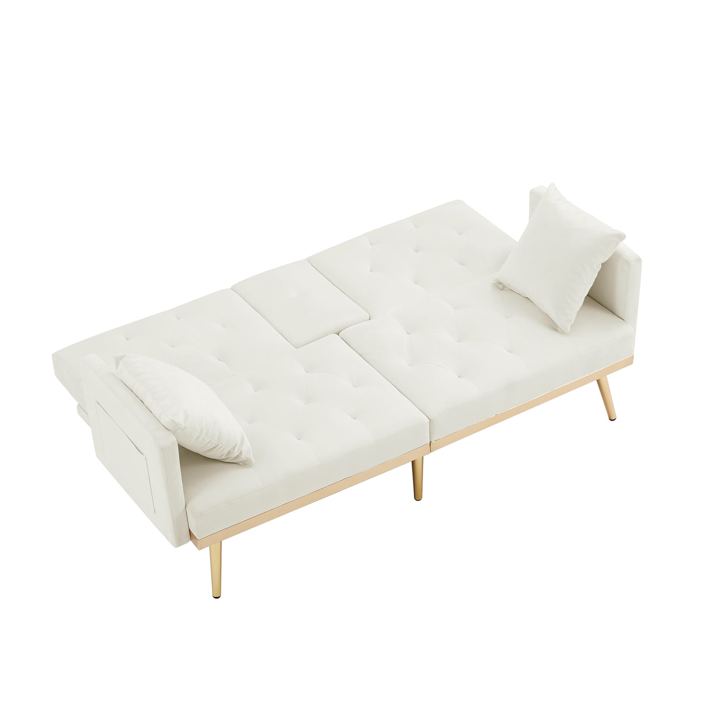 Cream White VELVET SOFA BED