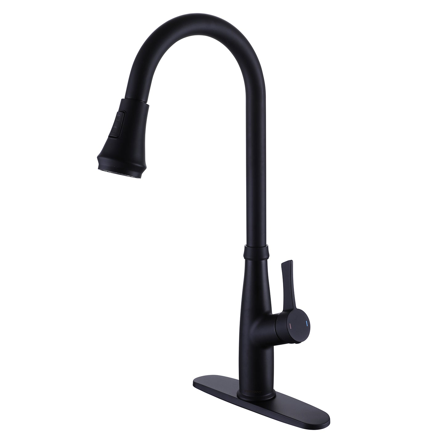 Matte Black Round Pull Out Kitchen Faucet with Cover