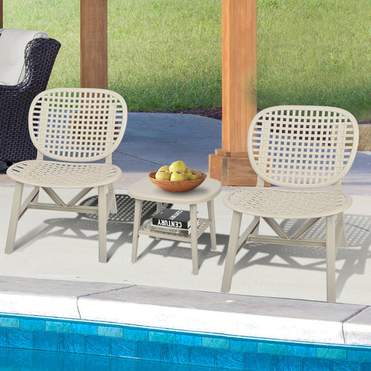 3pcs Hollow Design Retro Patio Table Chair Set for Balcony