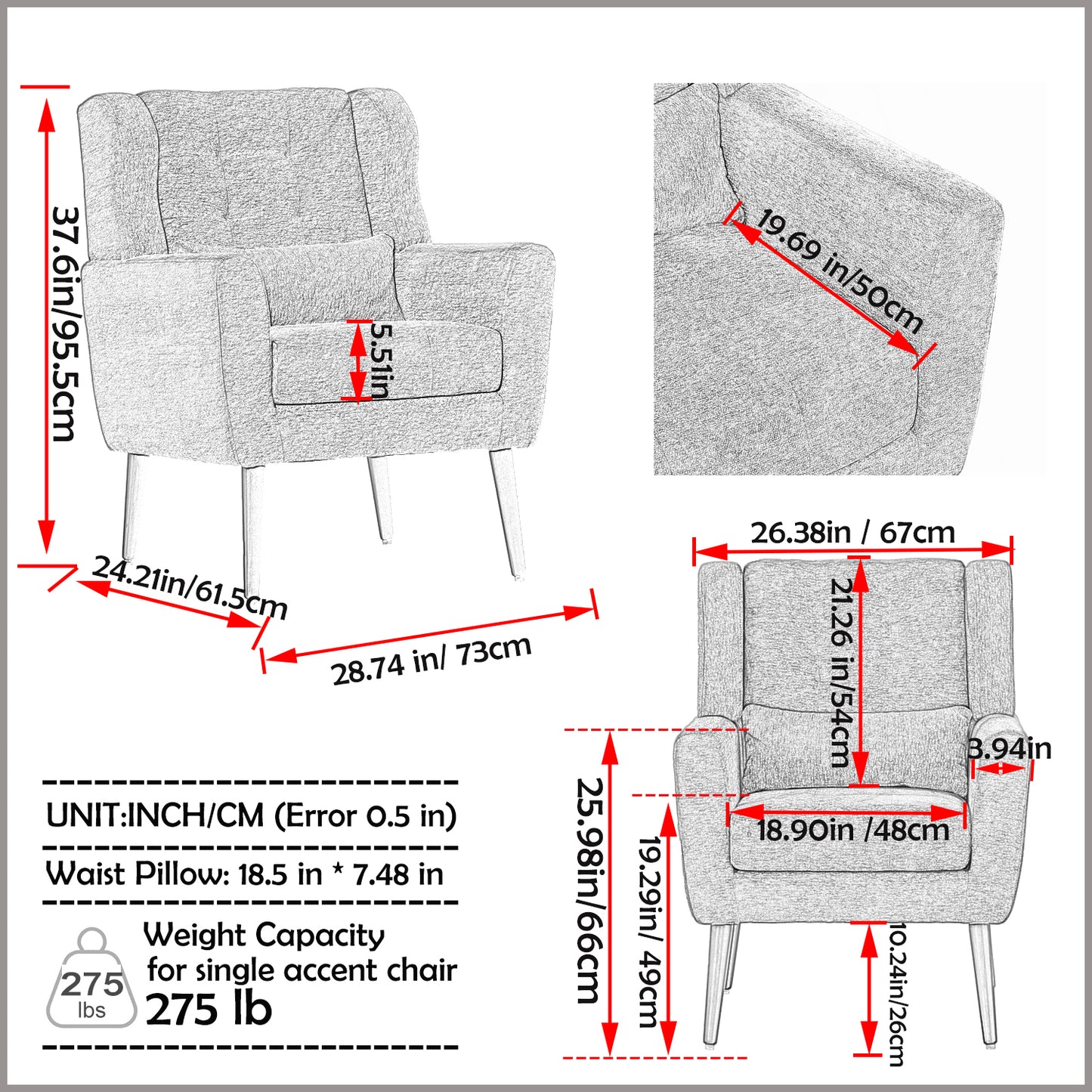 Modern Accent Chair(Blackish Green)