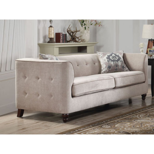 Cyndi Sofa w/2 Pillows in Tan Velvet