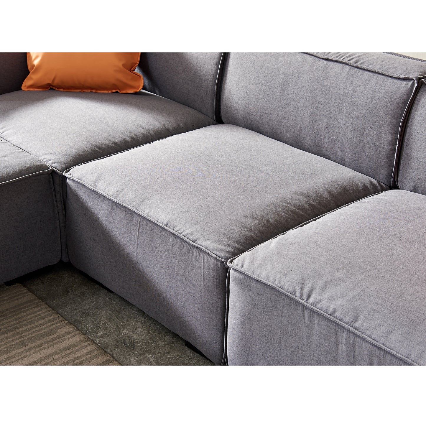 Kently Modular Sofa L Shape with Convertible Ottoman Chaise(Grey)