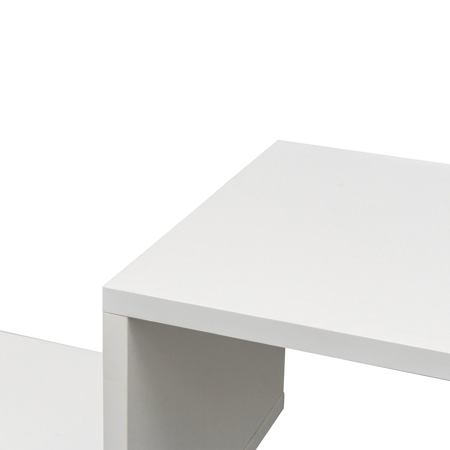 Double L-Shaped TV Stand- White