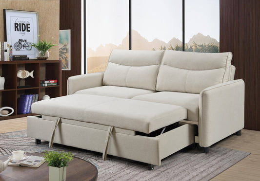 3 in 1 Convertible Sleeper Sofa Bed with Modern Fabric Loveseat