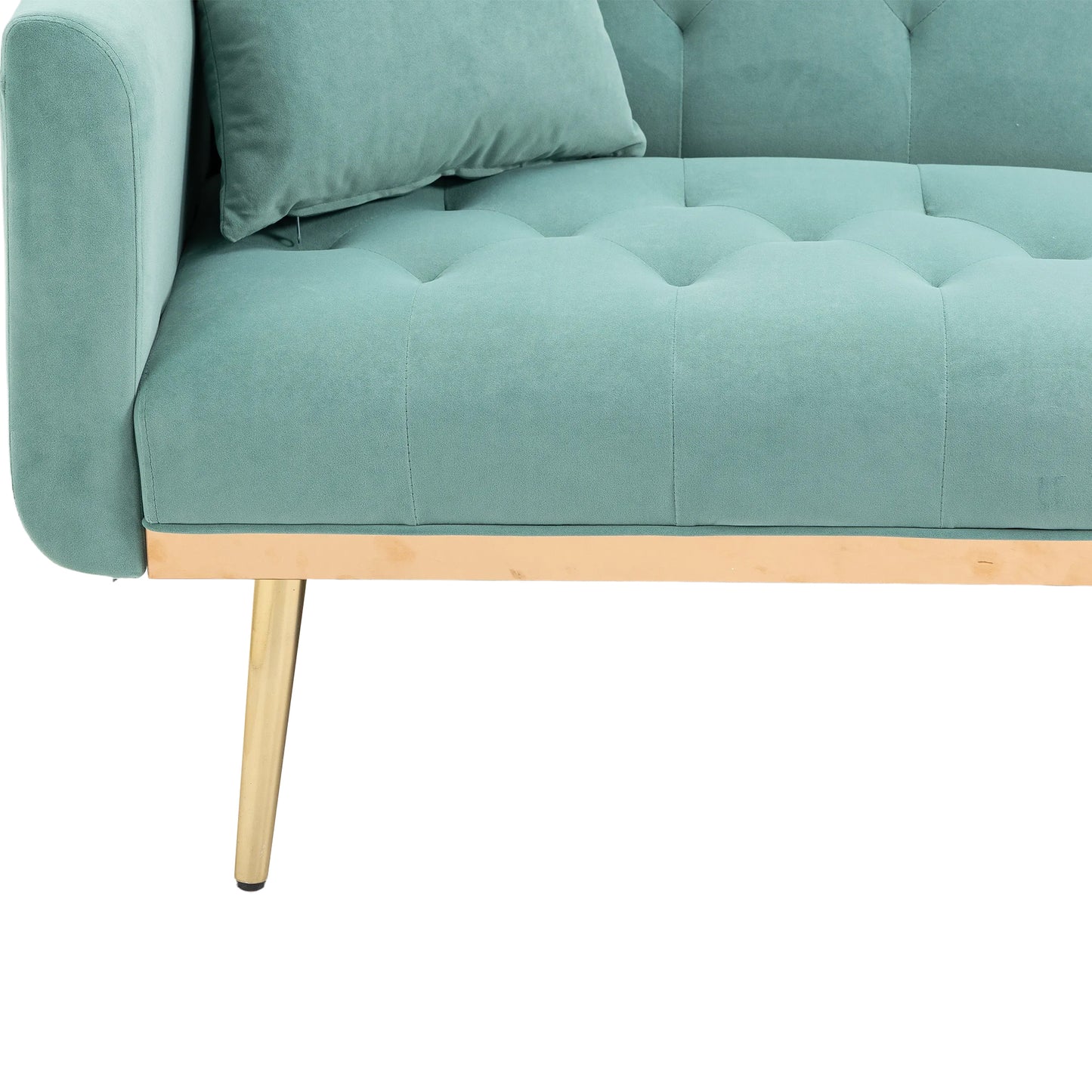 Velvet Accent Sofa with Gold Legs, Light Teal