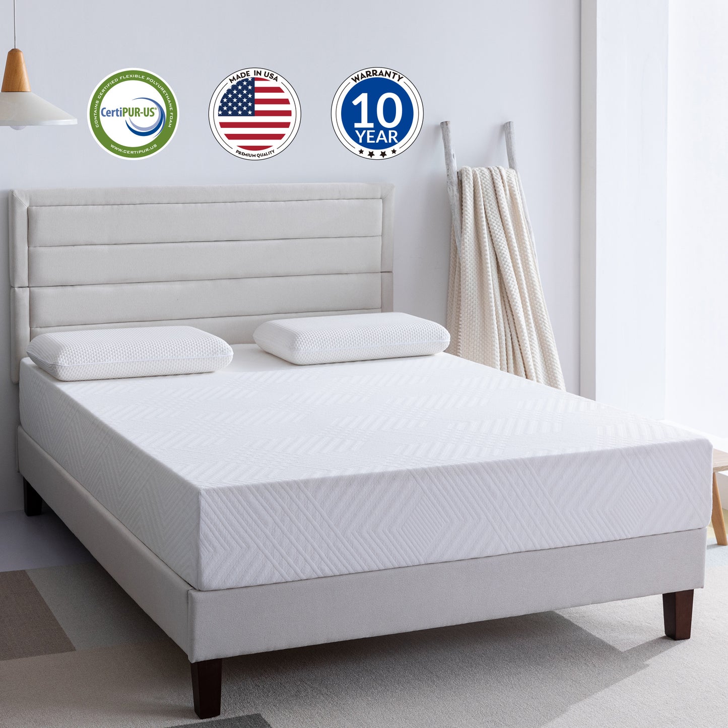 10" Memory Foam Mattress for a Cool Sleep Green Tea Infused  CertiPUR-US Certified Made in USA - Queen