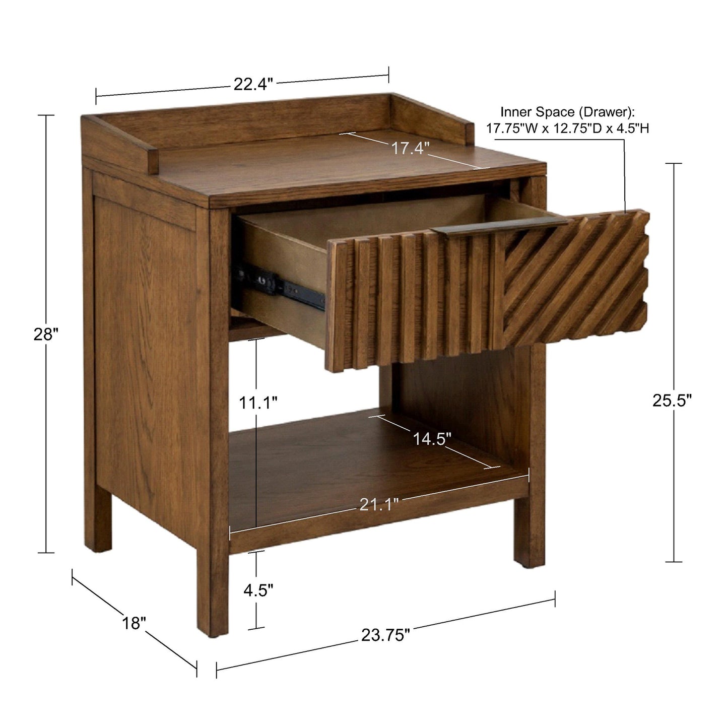 Sunset Cliff 1-Drawer Nightstand with Shelf