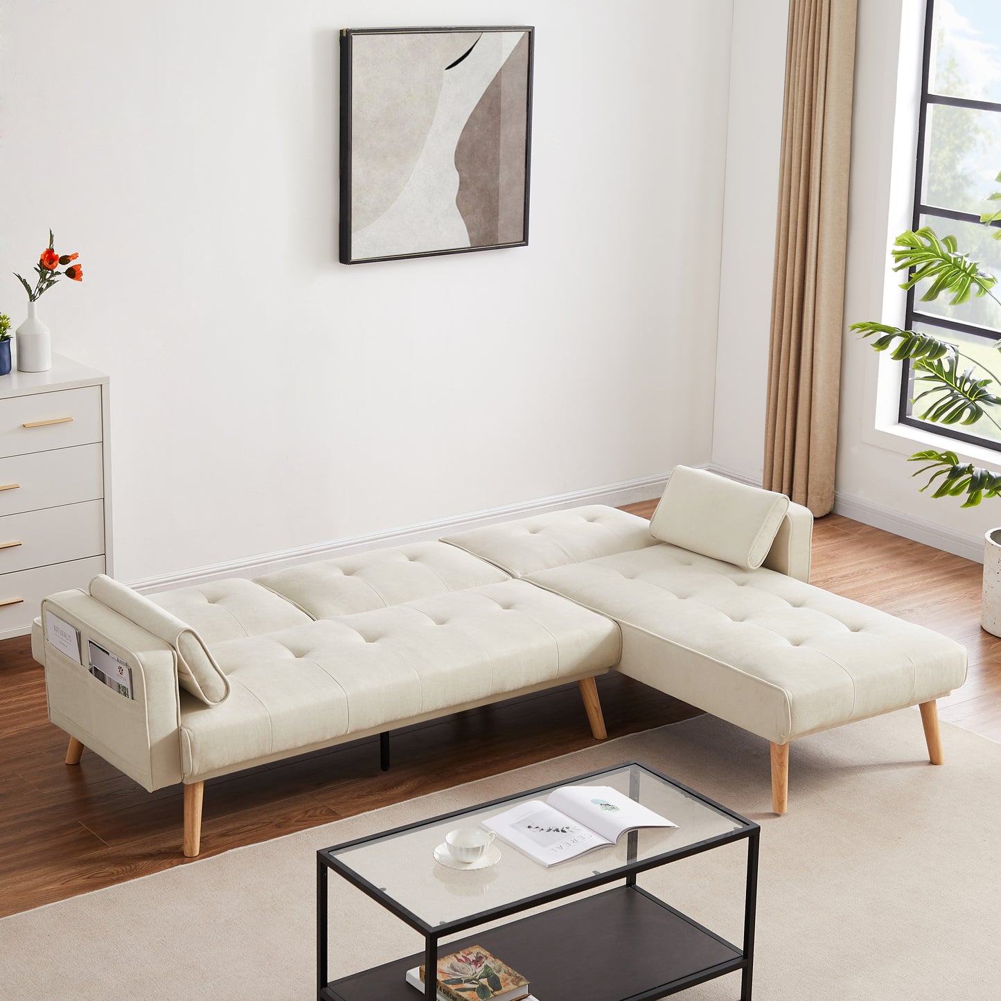 Convertible Sectional Sofa Sleeper, Right Facing