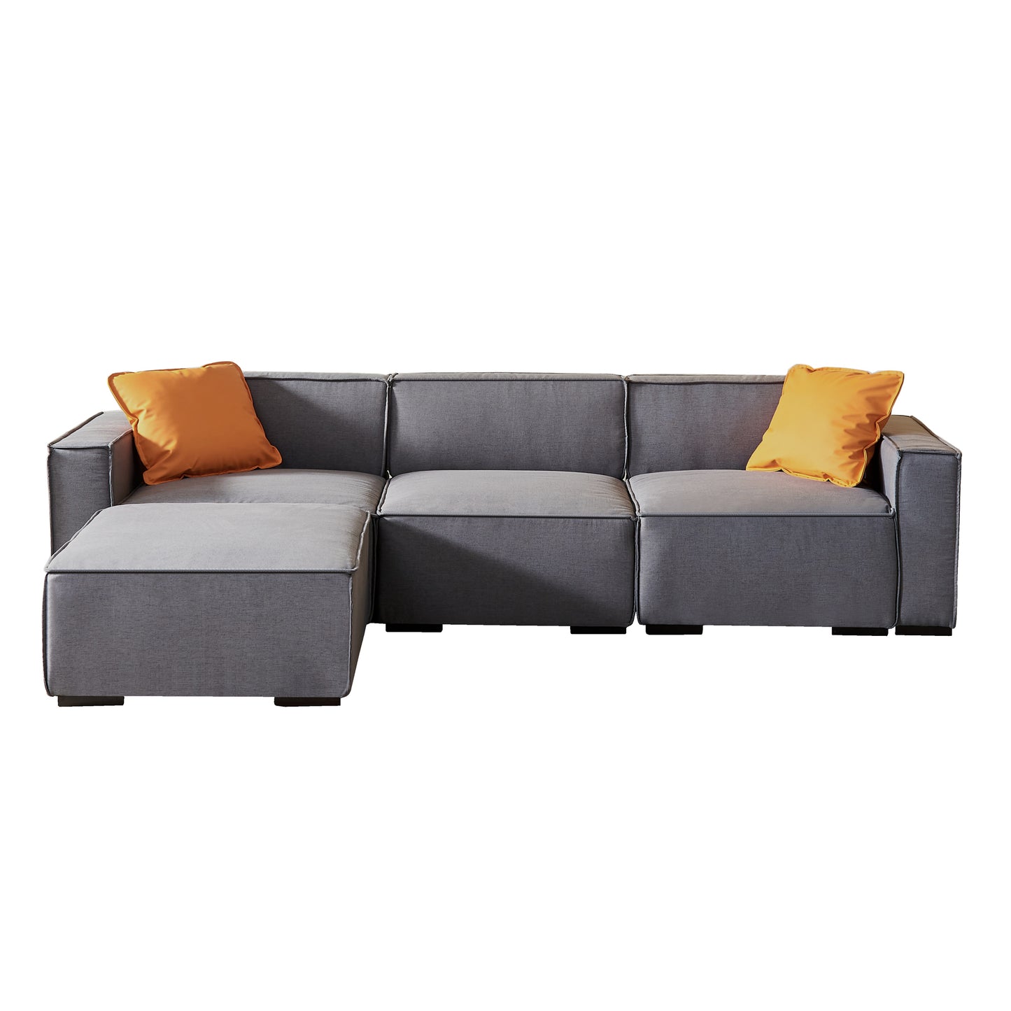 Kently Modular Sofa L Shape with Convertible Ottoman Chaise(Grey)